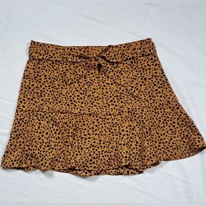 Love for Humanity Couture Leopard Print Skort Mini Ruffle Hem Tie Waist